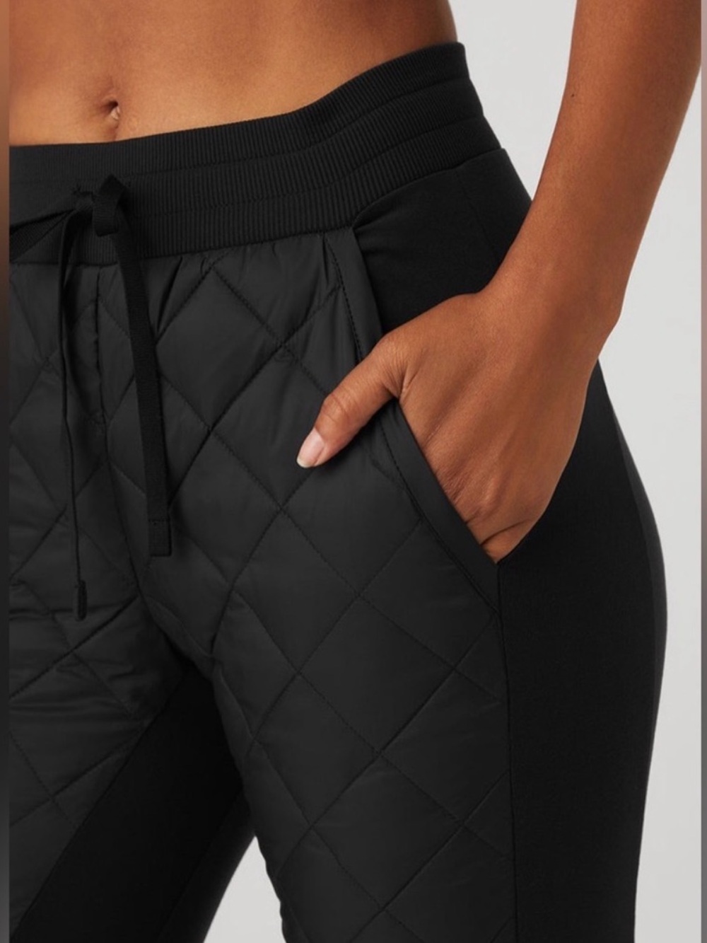 New Alo Yoga Airbrush Winter Warm High-Waist Moto Puffer Pants Black Size XS
